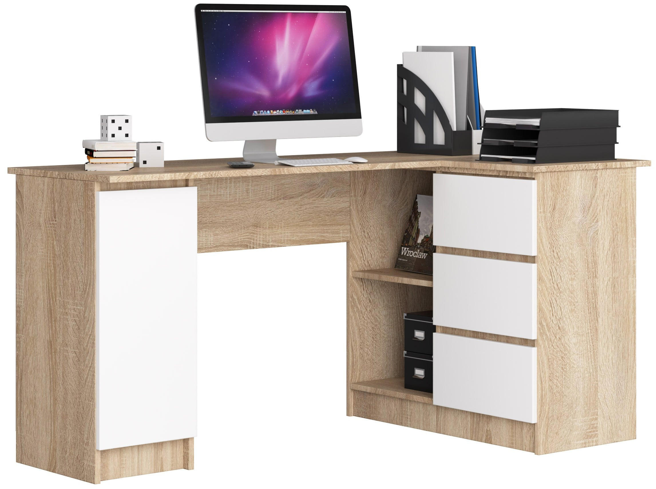 RAUMHIRSCH FURNITURE PSACÍ STŮL dub Sonoma, bílý 77/155/85