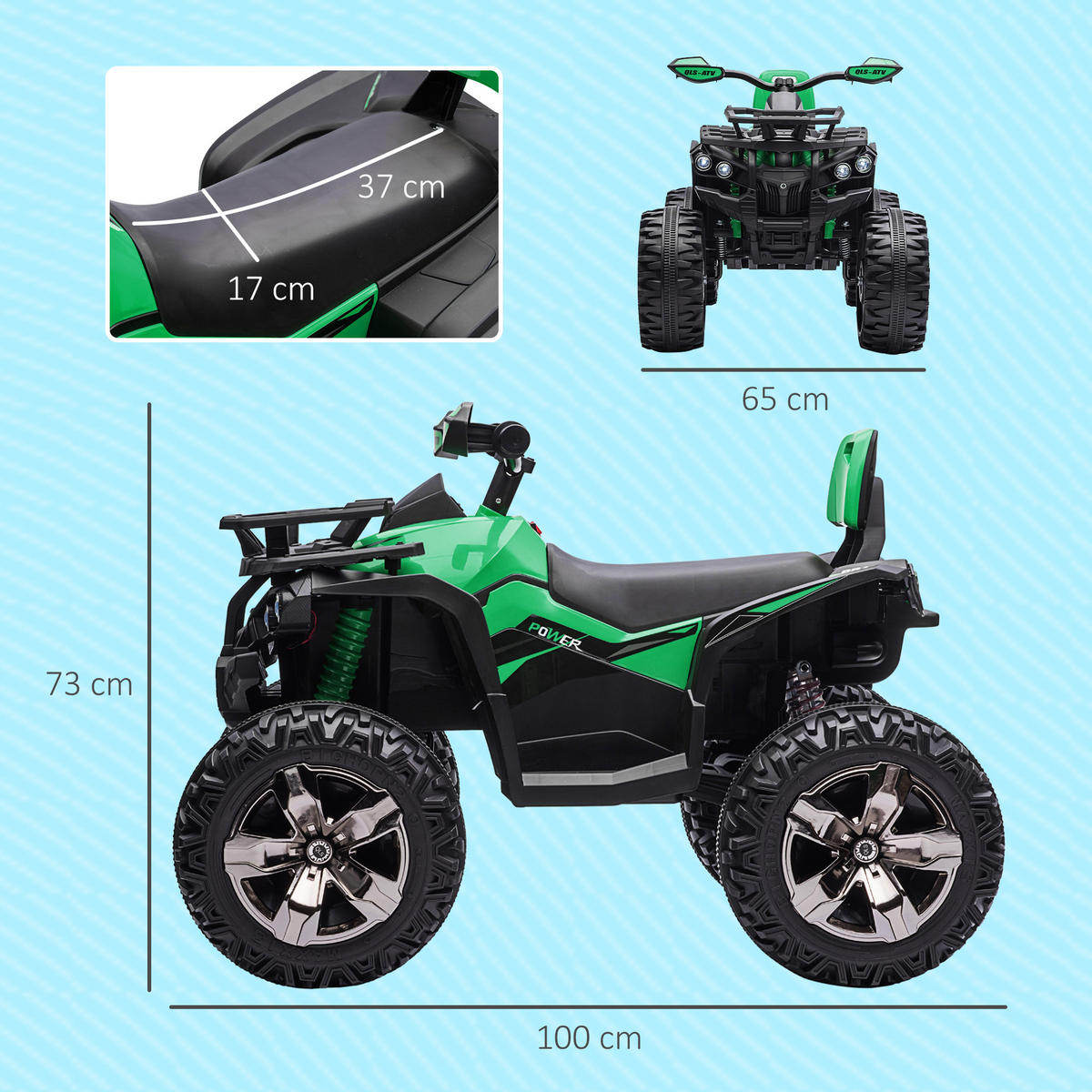 KINDER Elektrofahrzeug - Grün, Metall (100/65/73cm) - HOMCOM