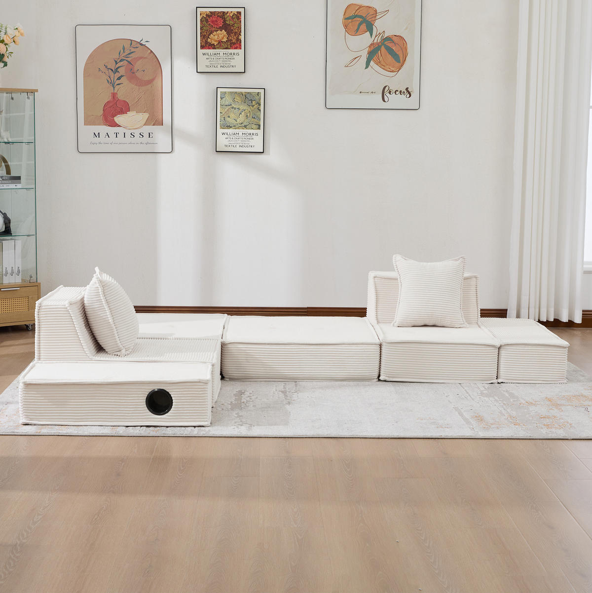 2-SITZER-SOFA 162/78/66 cm mit Seitentaschen, 2 Kissen und modularem Design aus Cord, Beige - Beige, Textil (162/66/78cm) - Redom