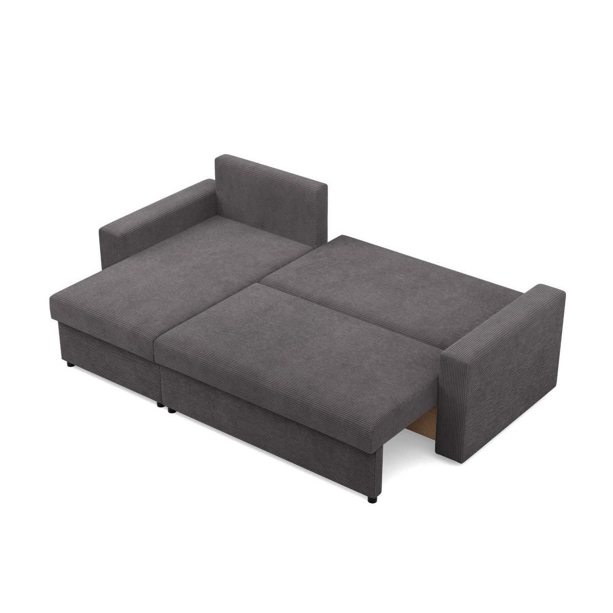 ECKSOFA MIT SCHLAFFUNKTION NEO, Cord - Dunkelgrau - Dunkelgrau, Textil (231/140cm) - Mebligo