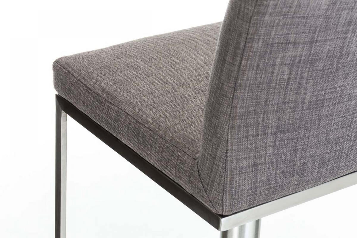 BARHOCKER 2er Set Stoff Grau - Edelstahlfarben/Grau, Textil/Metall (42/86/44cm) - CLP
