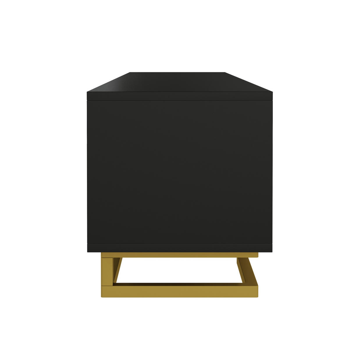 TV-SCHRANK Lowboard strukturierte Türen Gold modern - Schwarz, Holzwerkstoff (38/44.5/160cm) - FLIEKS