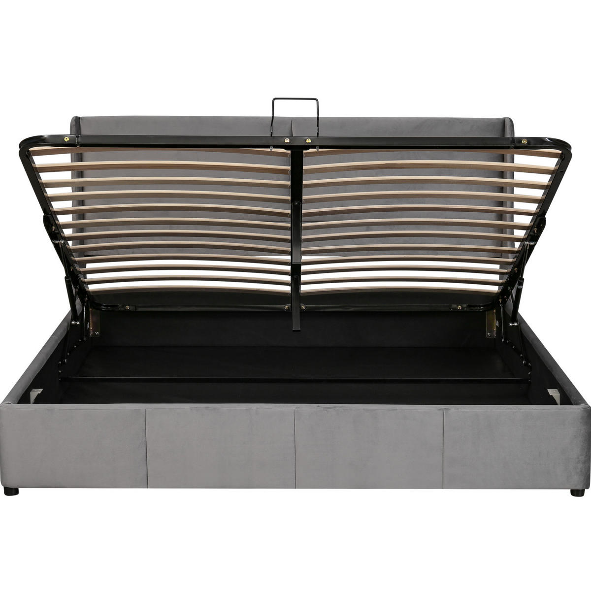 POLSTERBETT 160/200 cm grau mit hydraulischem Bettkasten - Grau, Textil (160/200cm) - OKWISH