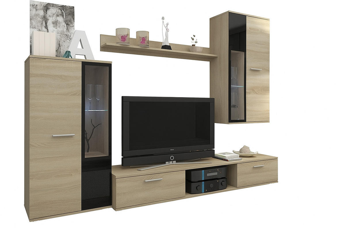 WOHNWAND CERES LED - Sonoma Eiche, Holzwerkstoff (240/180/40cm) - Meblini