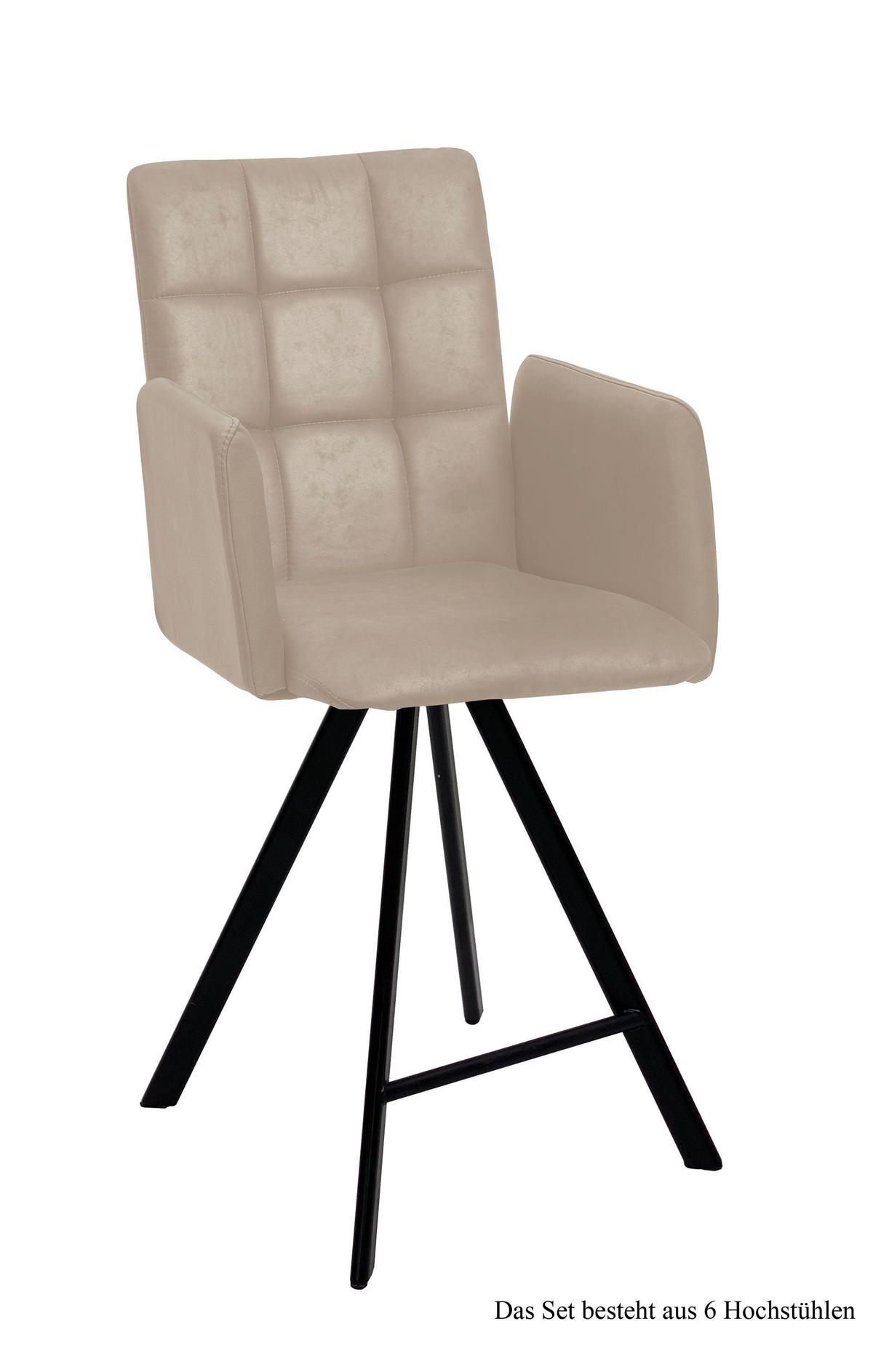 THEKENSTUHL drehbar (6er-Set) Devalyn 52x108x60 Schwarz/Natur - Schwarz/Naturfarben, Kunststoff (60/108/52cm) - 58aufmkessel