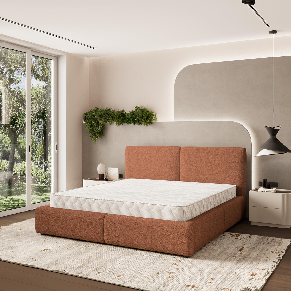 POLSTERBETT FELURO 140x200 cm mit Bettkästen - Kupferfarben - Kupferfarben, Holz (140/200cm) - MASSENO