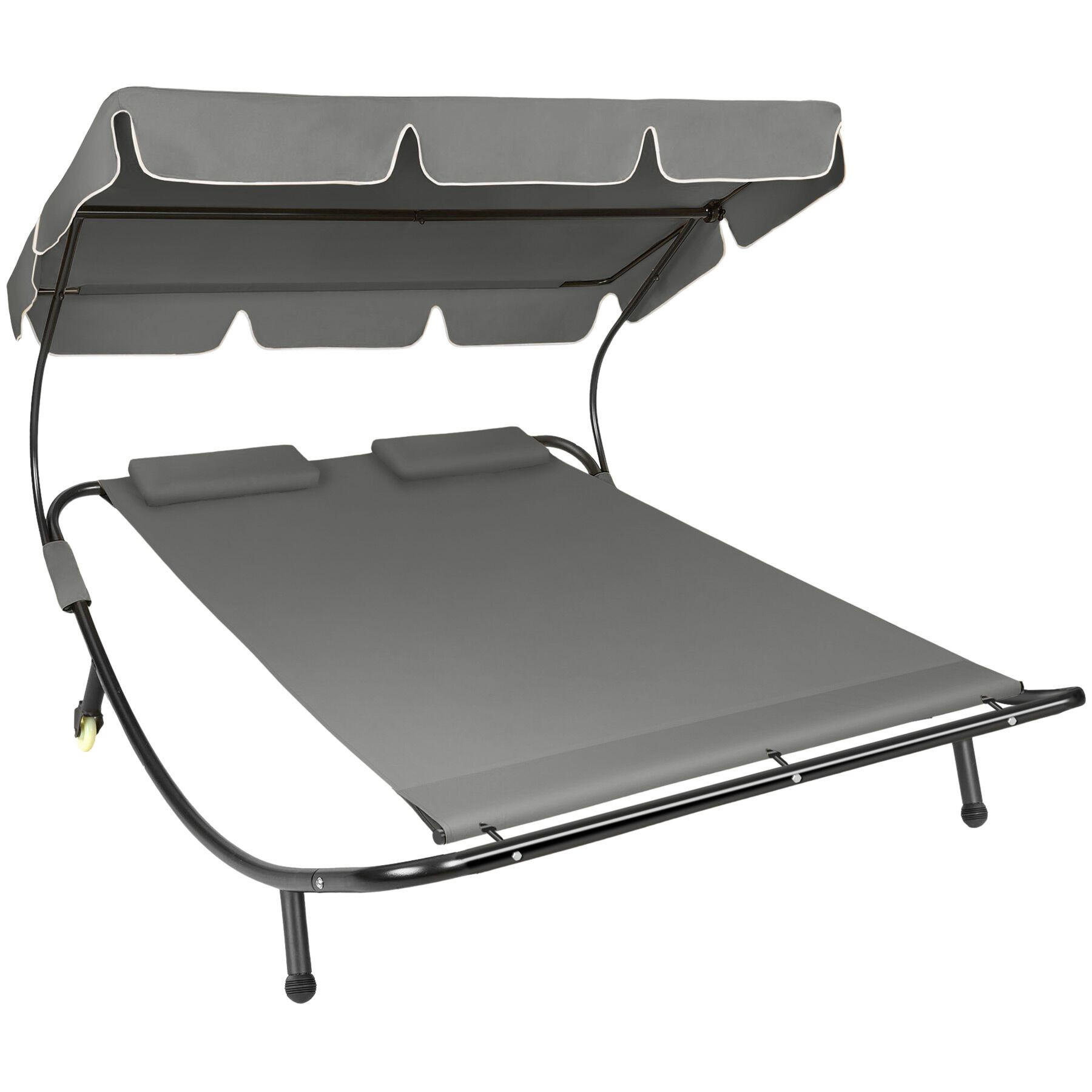GARTENLIEGE Livorno,215 x 183 x 150 cm,schwarz/grau - Schwarz/Grau, Kunststoff (185/175/195cm) - tectake