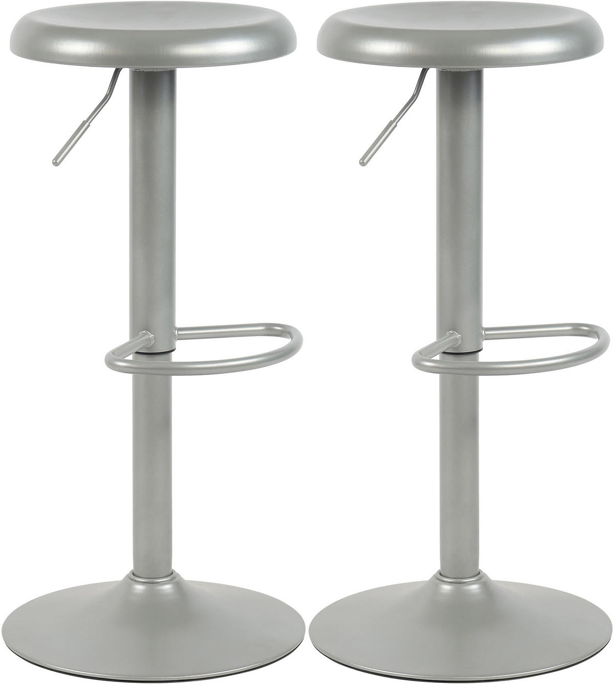 BARHOCKER 2er Set Metall Silber - Silberfarben, Metall (38.5/58/38.5cm) - CLP