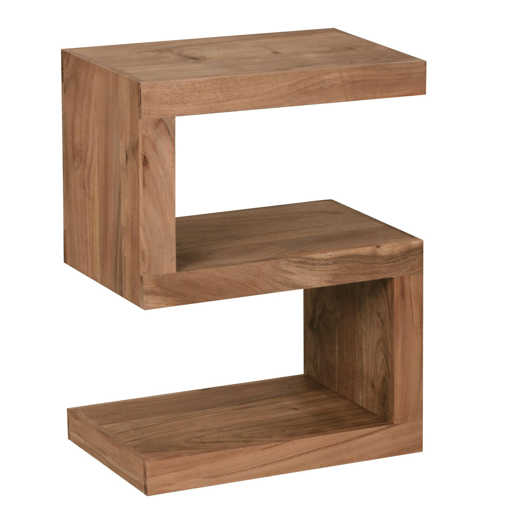 BEISTELLTISCH Massivholz S-Form Handgefertigt, Beige 44x30x60 cm - Beige, Holz (30/44/60cm) - KADIMA DESIGN