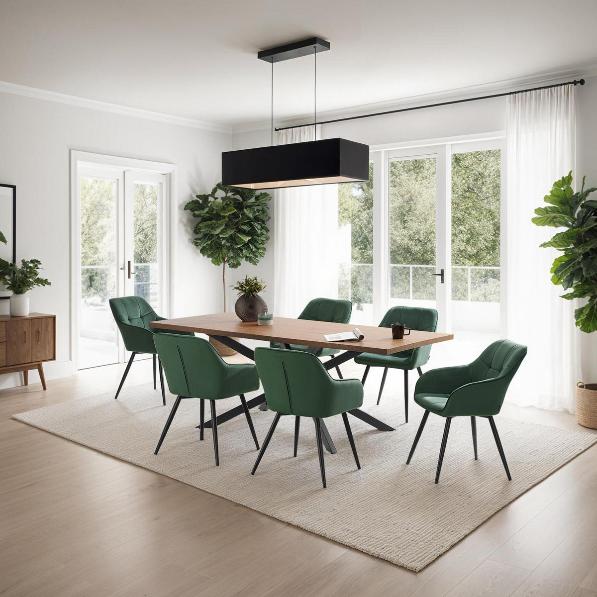 ESSZIMMERSTUHL Marilyn,58 x 62 x 82 cm,dunkelgrün/schwarz - Dunkelgrün/Schwarz, Kunststoff (58/82/62cm) - tectake