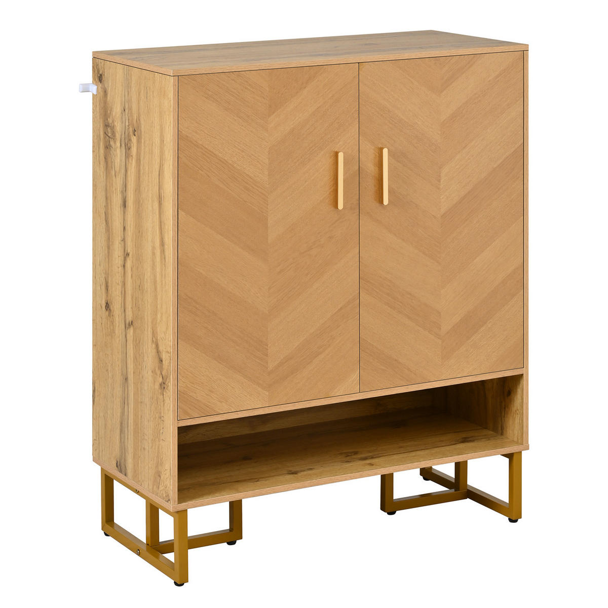 SCHUHSCHRANK schmal in Holzoptik mit Metallrahmen - Naturfarben, Holz (77/100/37cm) - Kaket