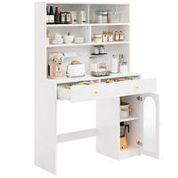 BUFFETSCHRANK 120/45/180 cm mit Arbeitsfläche, 2 Schubladen, Hakenleiste und offenem Stauraum aus MDF, Weiß - Weiß, Holzwerkstoff (120/180/45cm) - Redom