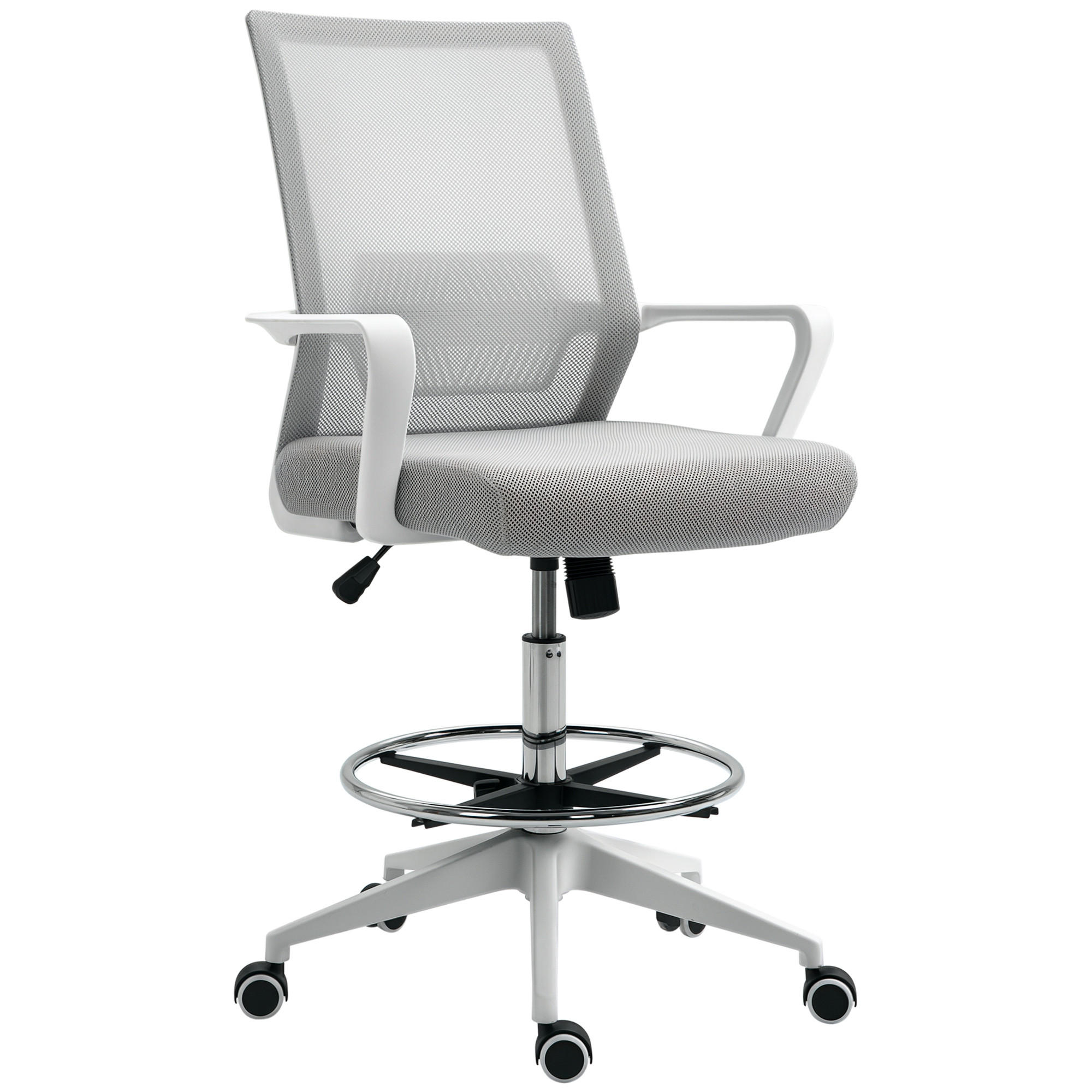 DREHSTUHL 64/59/104-124 cm DE-11672 höhenverstellbar 360° drehbar Grau/Weiß - Grau, Metall (59/124/64cm) - ComfortXL