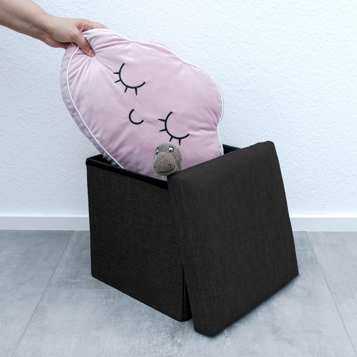 SITZBOX Faltbar 30/30/30 cm (Schwarz) - Schwarz, Textil (30/30/30cm) - Intirilife