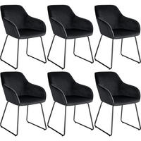 ESSZIMMERSTUHL Jeane,57 x 61 x 85,5 cm, Belastbarkeit 120 kg,Samtoptik schwarz/schwarz - Schwarz, Kunststoff (57/85.5/61cm) - tectake