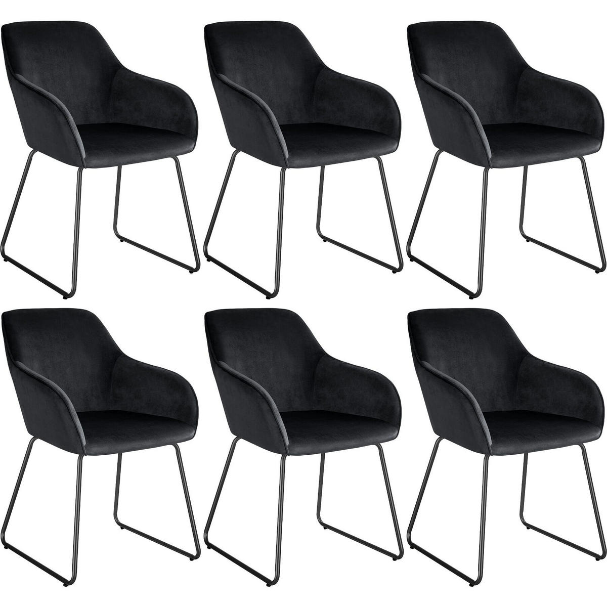 ESSZIMMERSTUHL Jeane,57 x 61 x 85,5 cm, Belastbarkeit 120 kg,Samtoptik schwarz/schwarz - Schwarz, Kunststoff (57/85.5/61cm) - tectake