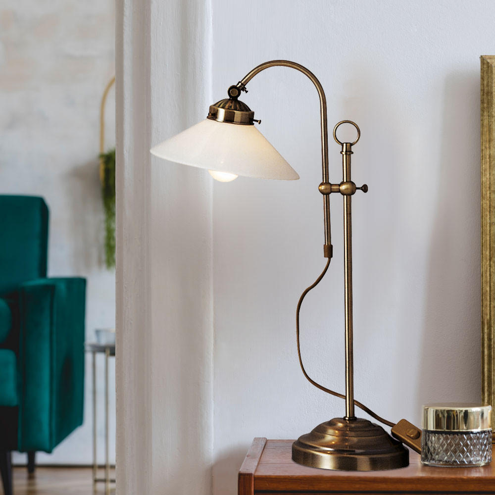 LED TISCHLEUCHTE Landlife Messing Glasschirm - Messingfarben, Glas (33/19.5/54cm) - Globo Lighting