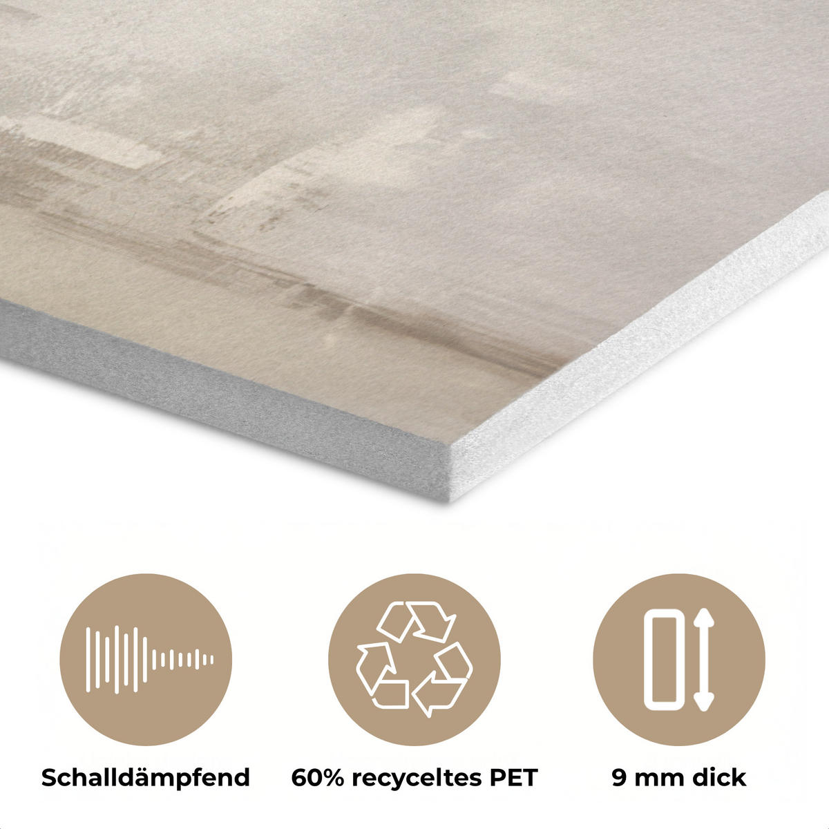 AKUSTIKBILD Moderne Kunst - Abstrakt - Beige Wanddeko 60x90 cm - Beige, Kunststoff (60/90/0.9cm) - MuchoWow