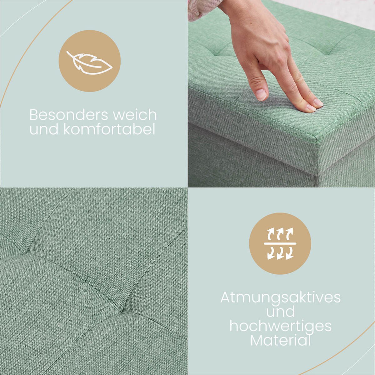SITZHOCKER 41/31/31 cm, Türkis - Türkis, Kunststoff (31/31/41cm) - Blumtal