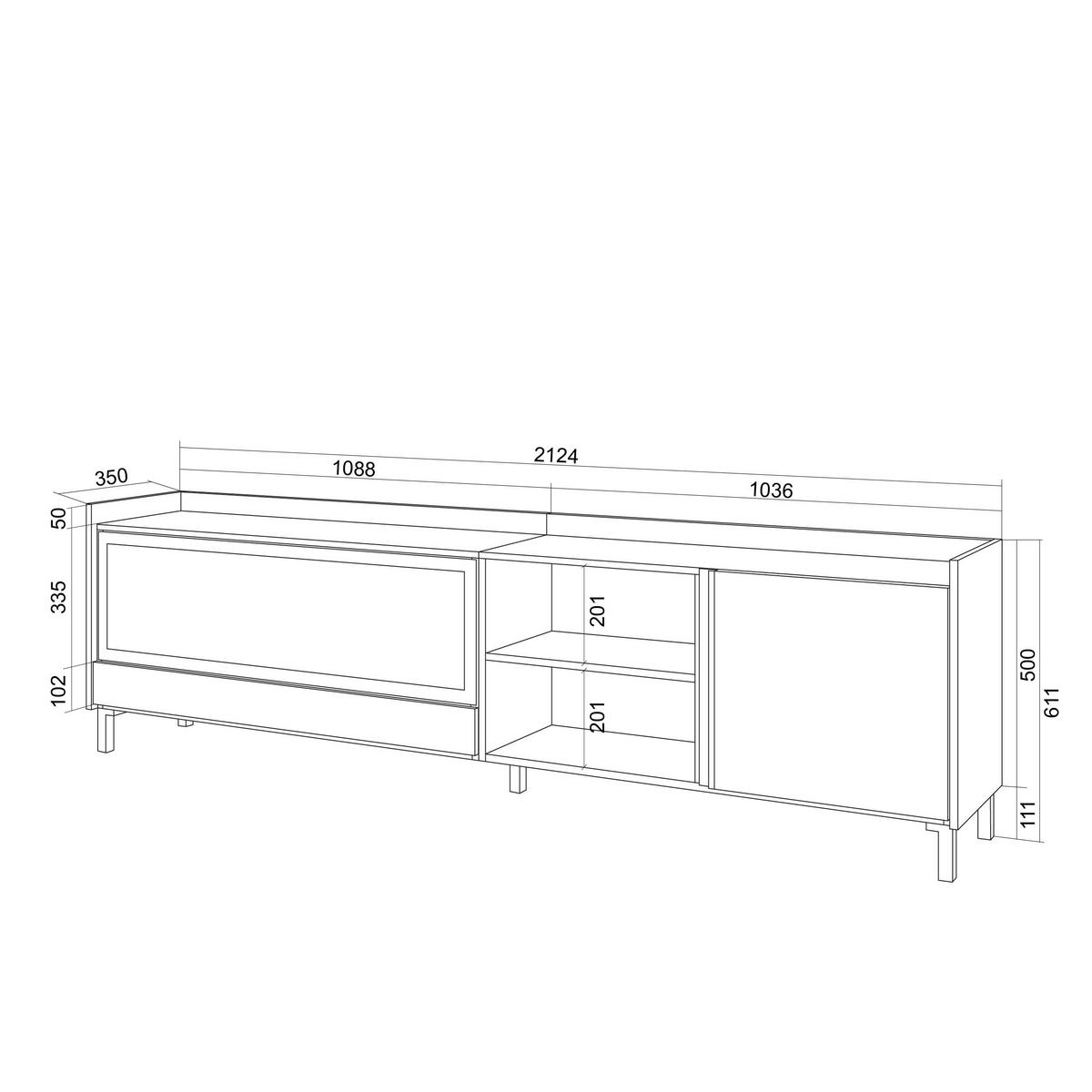 LOWBOARD, Beige, 212/35/61cm, Kamin mit Feuereffekt XXL - Beige, Holzwerkstoff (212/61/35cm) - Skraut Home