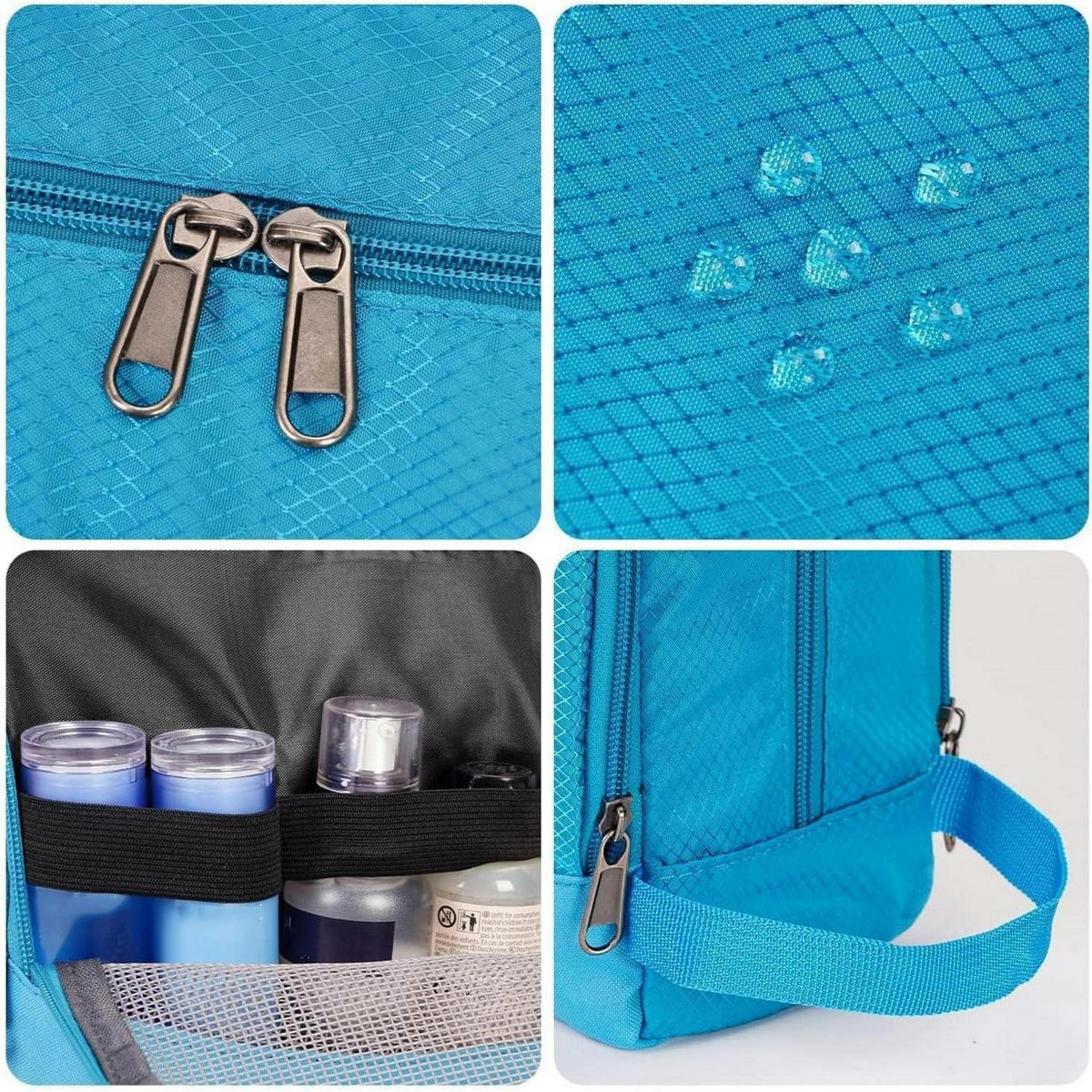 KULTURBEUTEL für Herren und Damen, Reise Kosmetiktasche - Türkis, Textil (5/2/5cm)