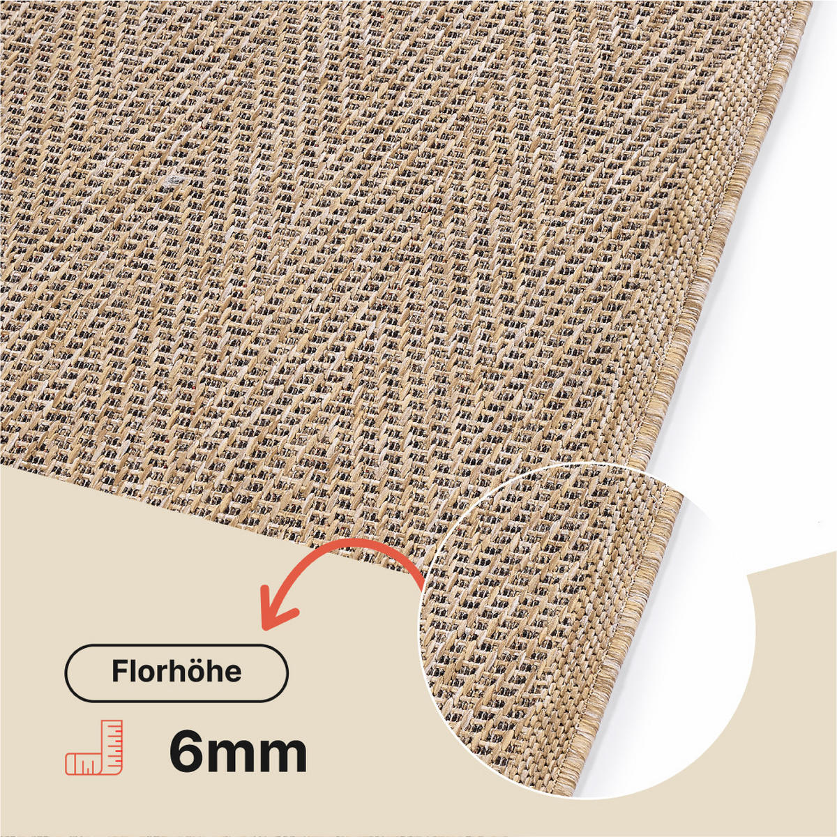 TEPPICH YUCANA Beige Outdoor Flachgewebe 120/170 cm - Beige, Textil (120/170cm) - Tapiso