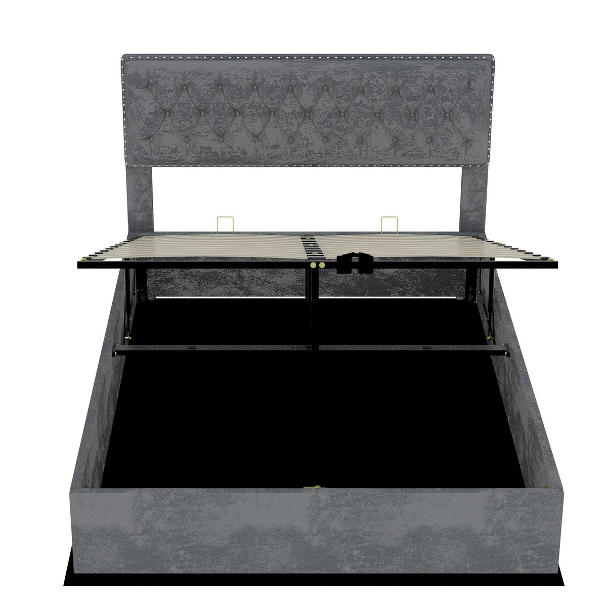 STAURAUMBETT 140/200 cm DE-35445 mit Gaslift-Staufach Grau - Grau, Metall (140/200cm) - ComfortXL