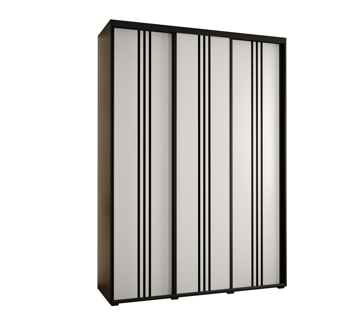 SCHWEBETÜRENSCHRANK 235,2/180/45 3-türig - Schwarz/Weiß, Holz/Metall (180/235/45cm) - Abiks Möbel