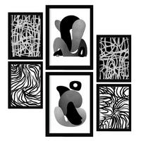 POSTER Set Mit 6 Kaput Handwerk In Liebhaber Abstrakt Ästhetische Dekorative Gemälde Für Ihr Wohnzimmer Schlafzimmer Zuhause A3 & A4 Schwarzer Rahmen - Schwarz, Papier (29/3cm) - Nacnic