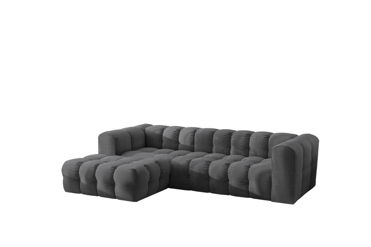 ECKSOFA L-form BALOO L, Chenille-Stoff Moly, Graphit, Links - Graphitfarben, Holz (280/193cm) - Kaiser Möbel
