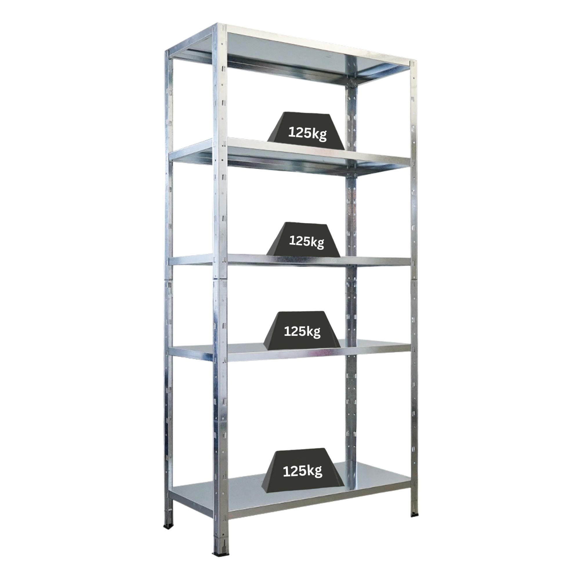 SCHWERLASTREGAL Ares 180x90x40cm 5 Stahlplatten-Ebenen Fachlast 125 kg Verzinkt - Silberfarben, Metall (90/180/40cm) - PROREGAL