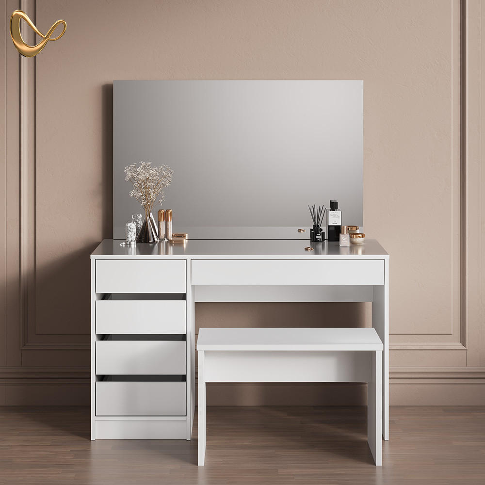 SCHMINKTISCH Imola Weiß 120 cm mit Bank - Weiß, Holzwerkstoff (120/75/55cm) - Livinity®