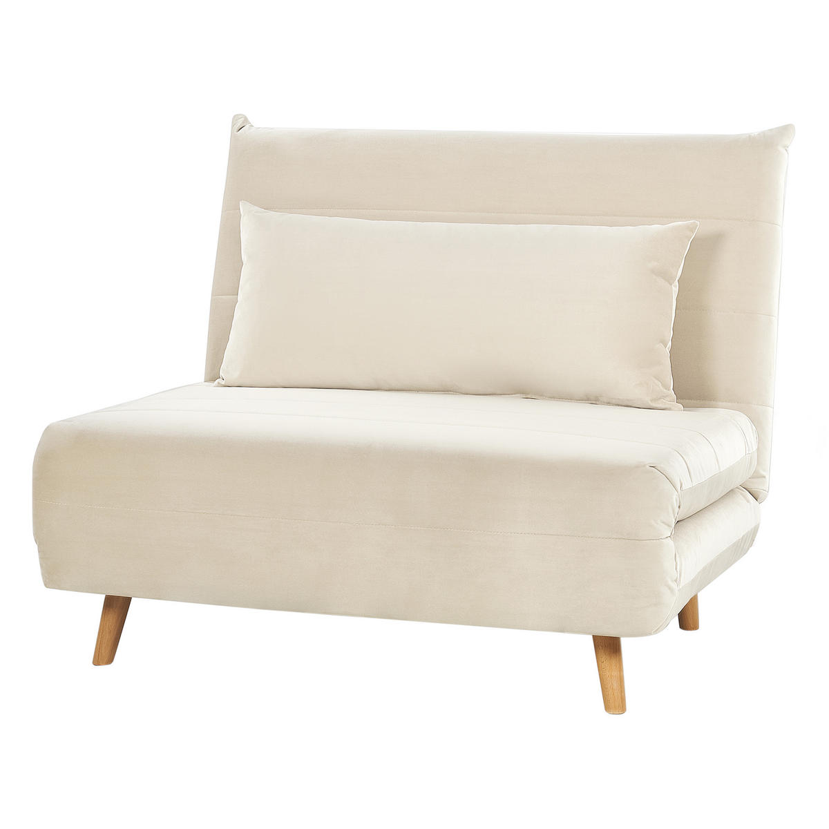 1-SITZER-SCHLAFSOFA Samtstoff Creme Setten - Creme, Textil (104/82/190cm) - Beliani