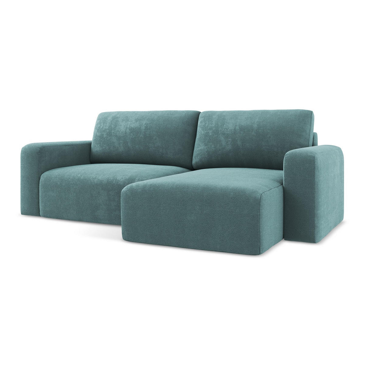 ECKSOFA mit Schlaffunktion rechts Chenille Stoff Blau - Blau/Beige, Kunststoff/Textil (244/149cm) - LaMiaSofa