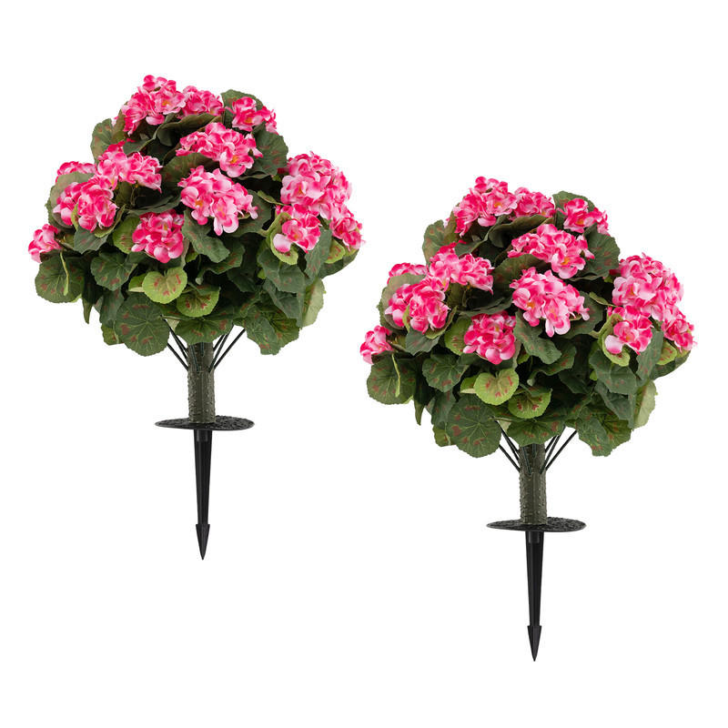 KÜNSTLICHE GERANIEN hochrealistisch rosa(2er-Set) - Pink, Kunststoff (57cm) - COSTWAY