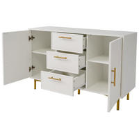 KOMMODE 120/40/75 cm mit 3 Schubladen, 2 Türen und Metallfüßen - Weiß, Holzwerkstoff (120/40/75cm) - BEAOK