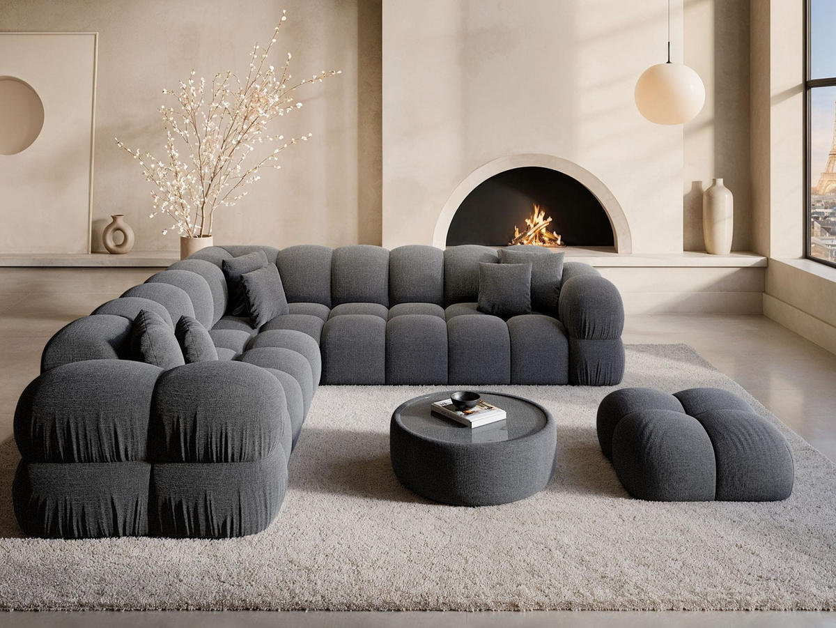 COUCH Monteverde L-Form Anthrazit Strukturstoff - Anthrazit, Textil (253/253cm)