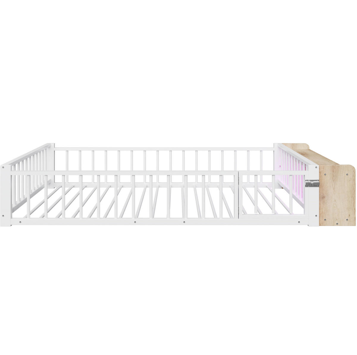 KINDERBETT aus Metall und MDF 140x200 cm Weiß mit Schutzgeländer, Stauraum und LED-Beleuchtung - Weiß, Holzwerkstoff (140/200cm) - IVMEU