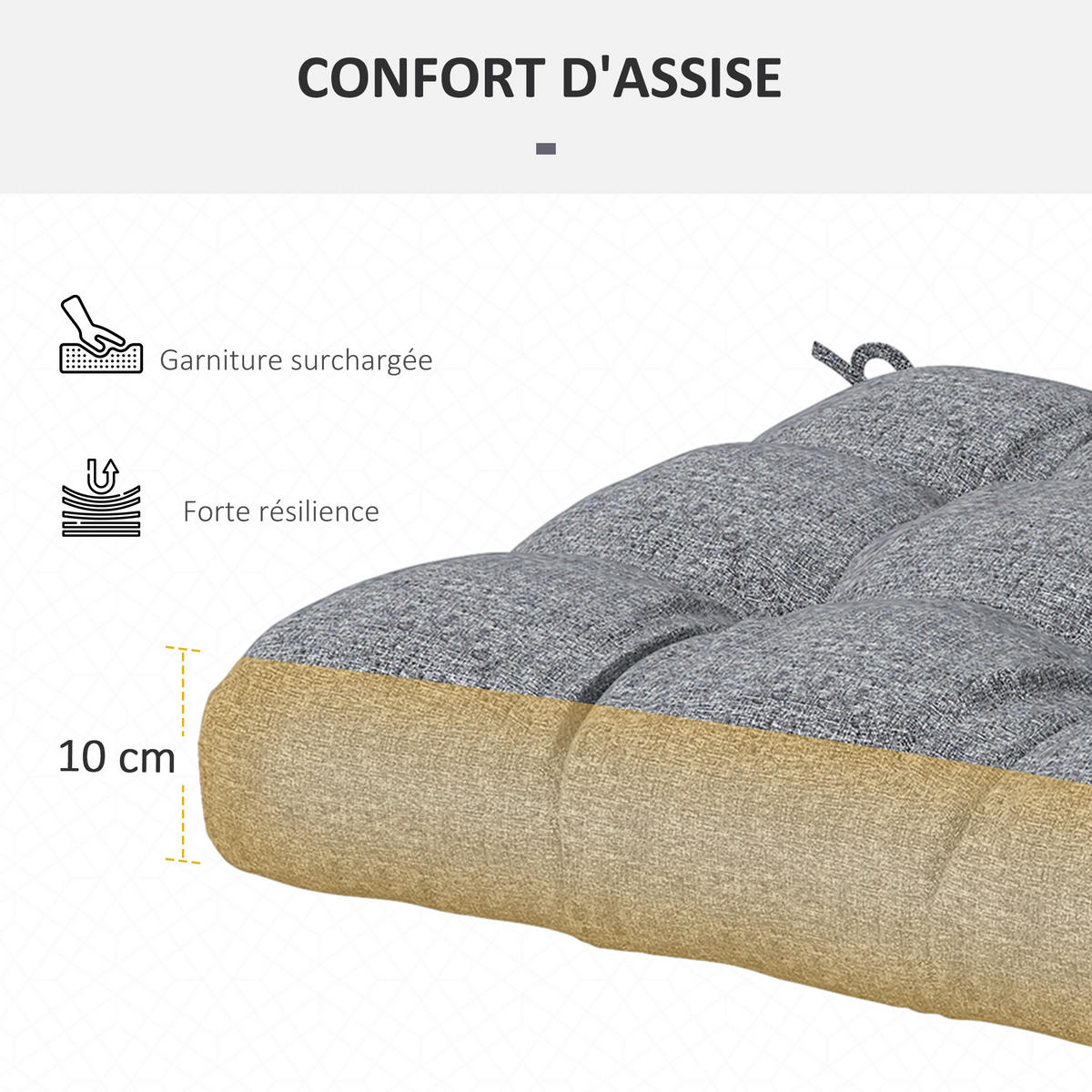 SITZKISSEN DE-17703 4er-Set 48x48 cm mit Steppung Grau - Grau, Textil (48/48/10cm) - ComfortXL