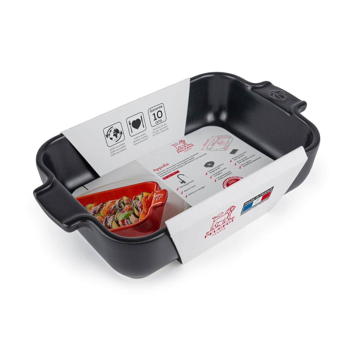 AUFLAUFFORM Keramik Appolia 22cm Rechteckig Schiefergrau Spülmaschinenfest - Grau, Keramik (13/22/5.1cm) - PEUGEOT