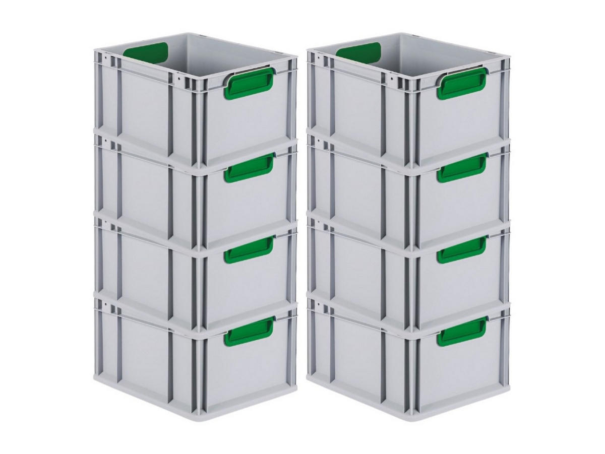EUROBOX 8x Nextgen Color 22x30x40cm 20 Liter Griffe Grün Geschlossen - Grün, Kunststoff (30/22/40cm) - PROREGAL