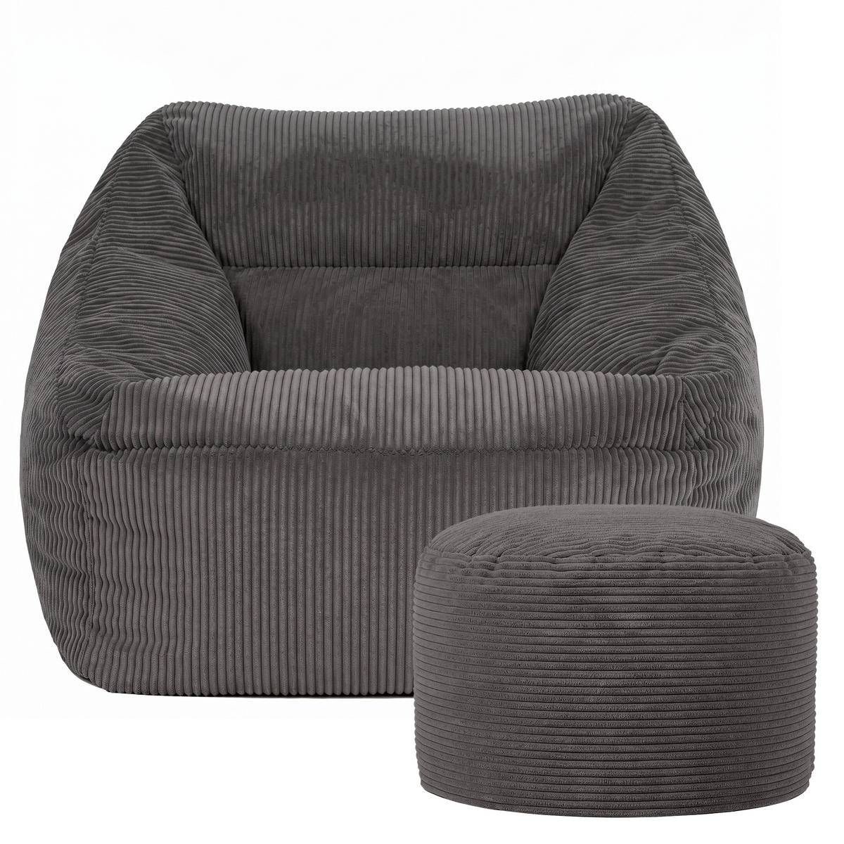 SITZSACK Sessel Natalia + Sitzpouf - Grau, Textil (100/80/88cm) - icon