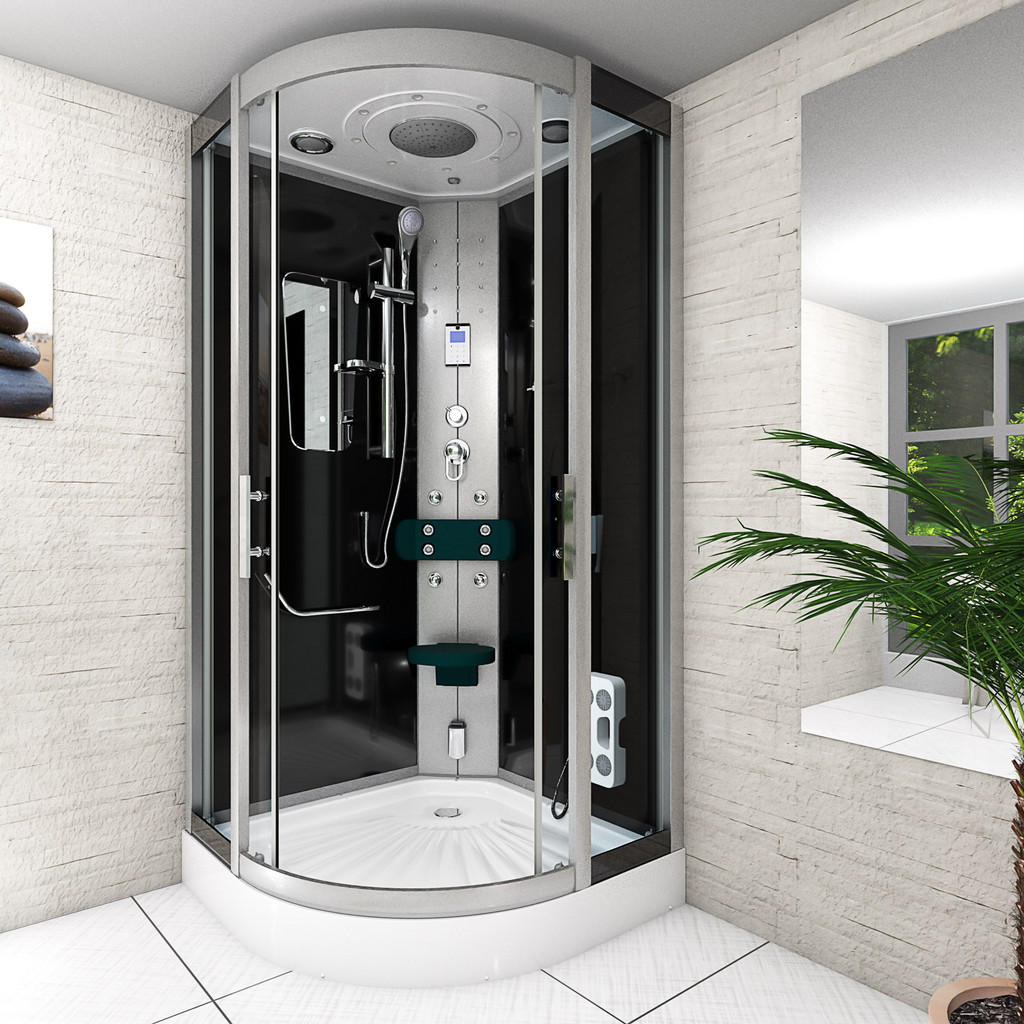 Thumbnail - AcquaVapore by Sandra Jentho Dampfdusche, Schwarz, Glas, Kunststoff, Metall, 80x215x80 cm, CE, Badezimmer, Baden & Dusch...