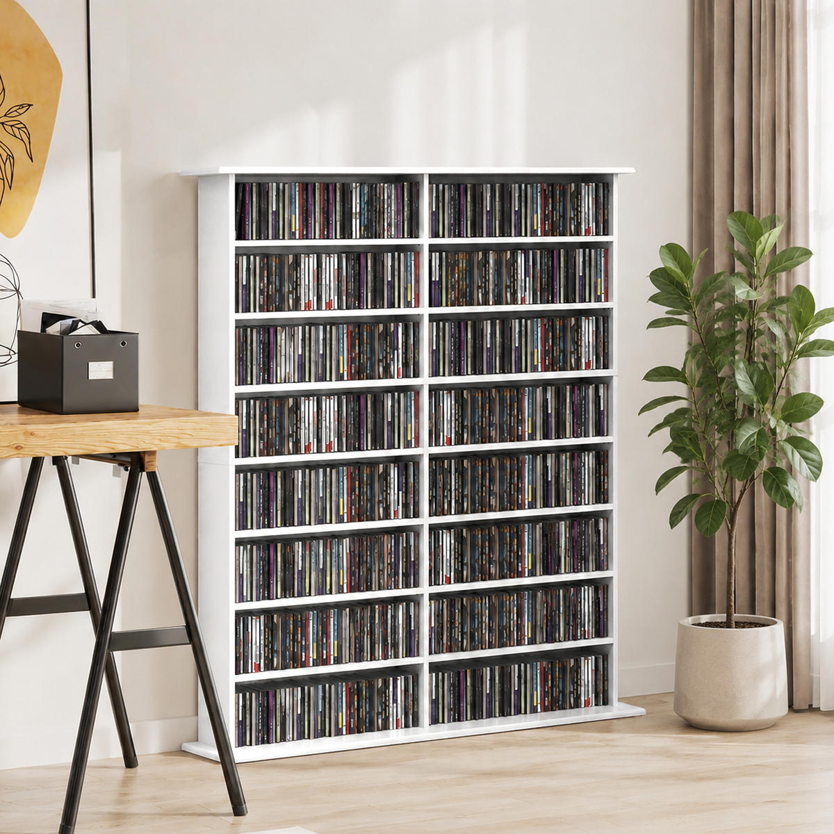MEDIENREGAL Spanplatte Weiß - Weiß, Holzwerkstoff (24/126.3/106.5cm) - HOMCOM