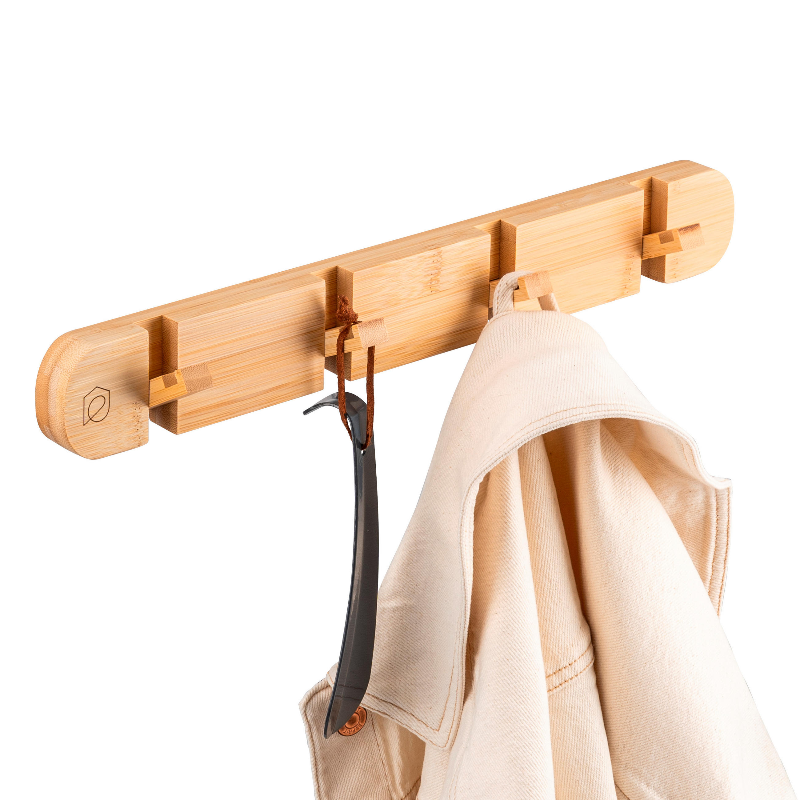 HAKENLEISTE, Bambus - Braun, Holz (40/5.5/5cm) - eluno