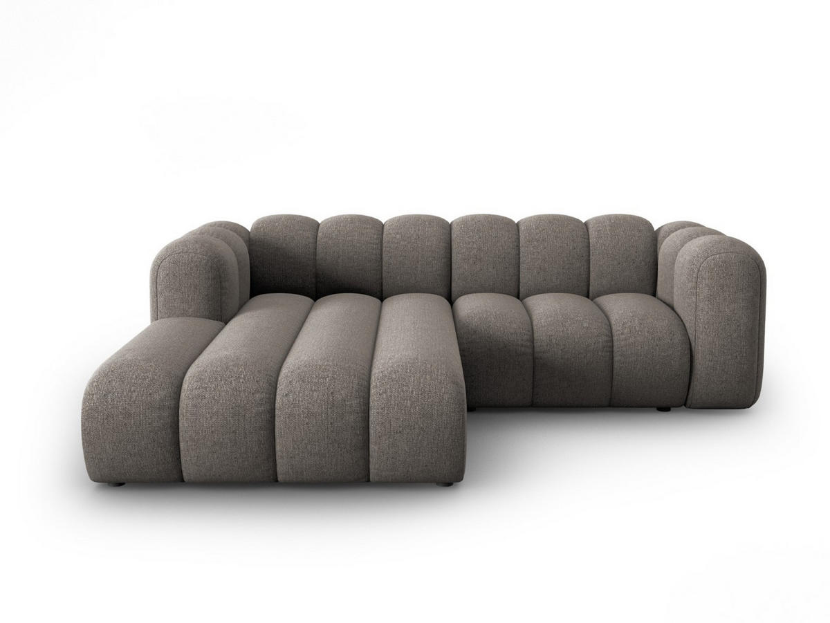 ECKSOFA modular links Lupine aus Chenille-Stoff grau 3 Sitzplätze - Grau, Textil (177/230cm) - Micadoni