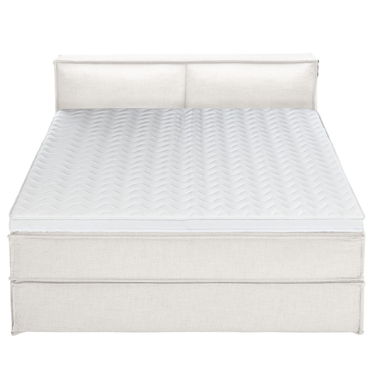 BOXSPRINGBETT mit Kopfteil - Premium - Weiß, Textil (180/200cm) - home24