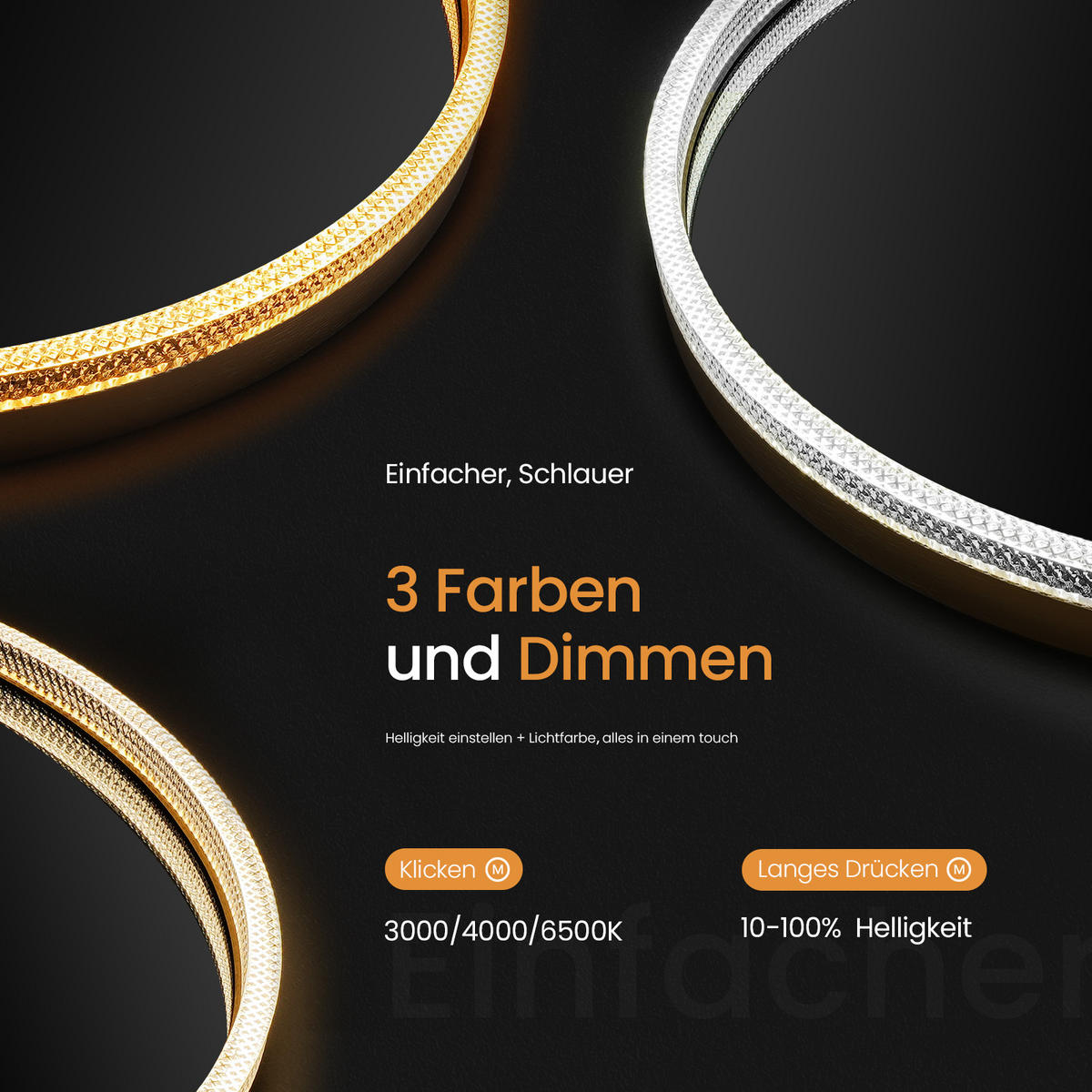 BADSPIEGEL Runder mit Beleuchtung Gold ф60 cm - Goldfarben, Glas (60/4.3/60cm) - EMKE