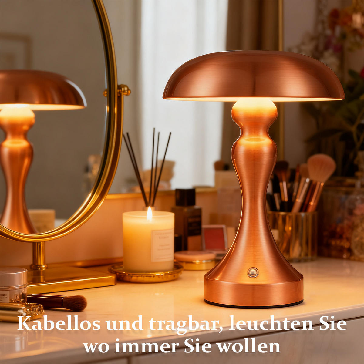 LED stolní lampa, přepěťová ochrana 15,5/15,5/22 cm - bronzová, kov (15.5/15.5/22cm) - Nettlife