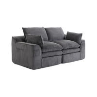 2-SITZER-SOFA 191/94/85 cm dunkelgrau aus Cord mit Seitentaschen und Federkern - Dunkelgrau, Textil (94/85/191cm) - Modenvie
